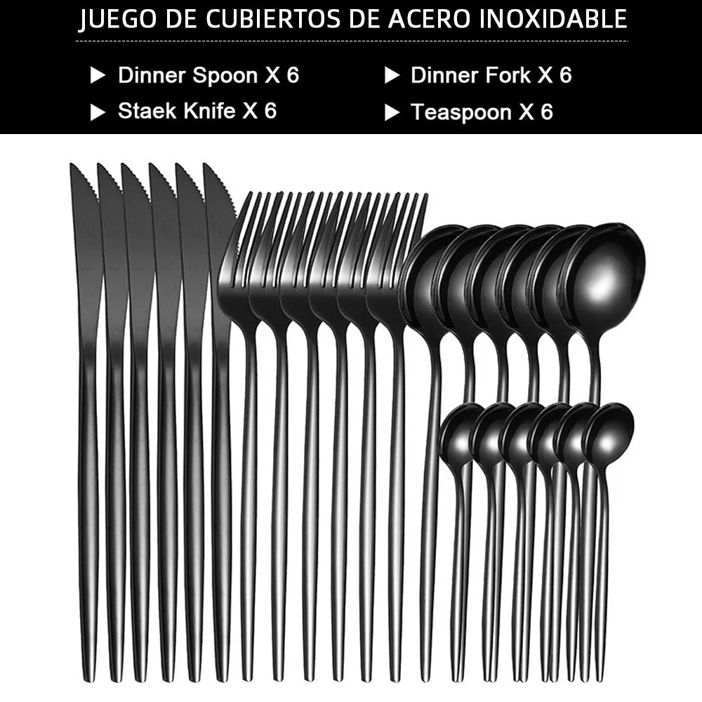 Vajilla, juego de cubiertos, 4-24 Uds., cubiertos de cocina, vajilla, juego de cubiertos para el hogar, restaurante, cuchillo para carne, tenedor, cuchara, cuchara de té 