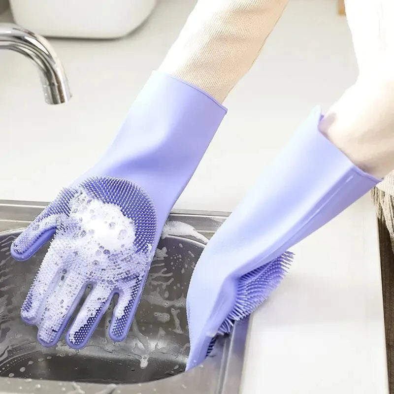 Guantes de limpieza para lavavajillas, guantes mágicos de goma de silicona para lavar platos, esponja para el hogar, herramientas de limpieza de cocina 