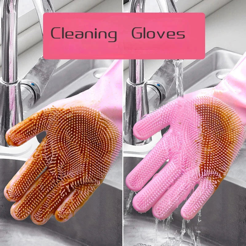 Guantes de limpieza para lavavajillas, guantes mágicos de goma de silicona para lavar platos, esponja para el hogar, herramientas de limpieza de cocina 