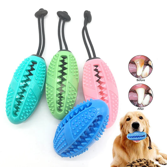 Juguete interactivo para perros TPR, bola dispensadora de comida masticable para perros, palo de limpieza Molar para limpieza de dientes, cepillo dental para cachorros, juguete para el cuidado Dental 