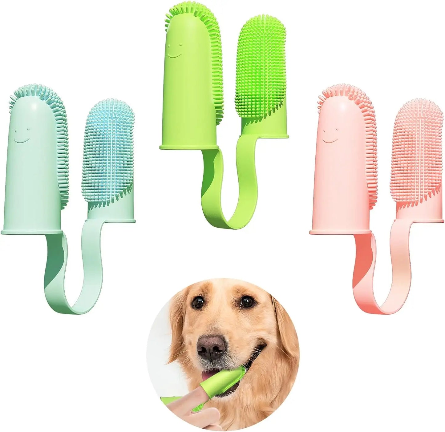 Cepillo de dientes para perros, kit de cepillo de dientes para mascotas, cepillo de dientes de doble dedo súper suave para perros, cuidado Dental para cachorros, gatos y mascotas pequeñas 