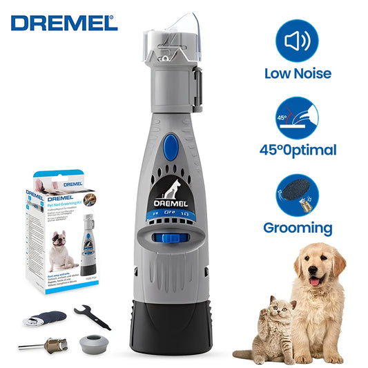 Dremel-molinillo de uñas para mascotas, recortador eléctrico inalámbrico para patas de perros y gatos, cortaúñas de 2 velocidades y 3 engranajes, Kit de recortador, suministros para mascotas 