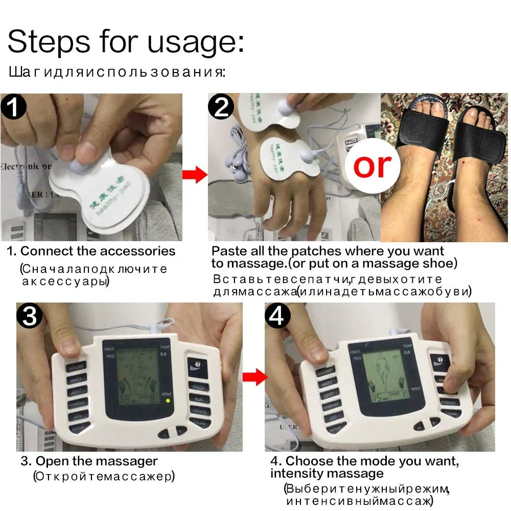 Unidad EMS Tens Estimulador muscular profesional, masajeador corporal eléctrico portátil, microcorrientes, fisioterapia relajante de baja frecuencia 