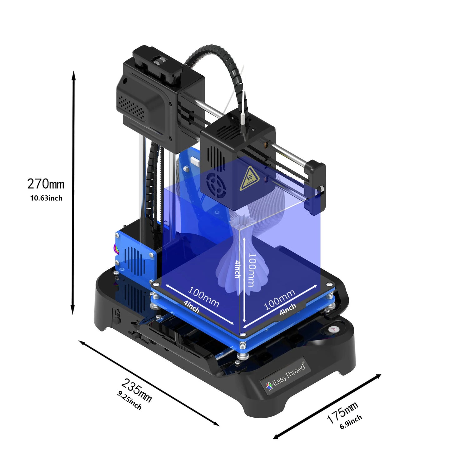 EasyThreed K7 迷你 3D 打印机 易于使用 入门级玩具礼品 3D 打印机 FDM TPU PLA 细丝 1.75 毫米 黑色