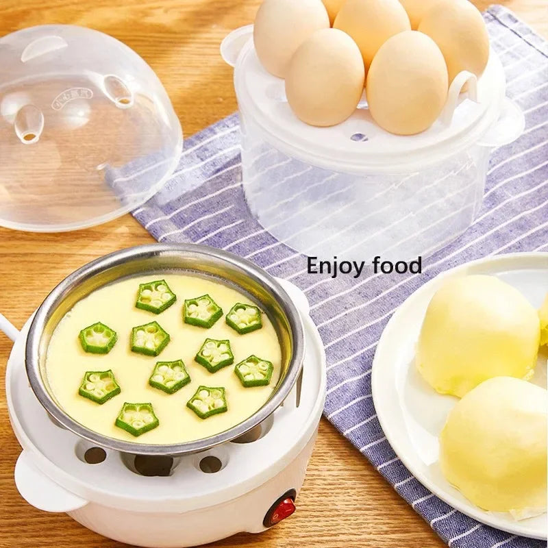 Hervidor de huevos, cazador furtivo de huevos doble, vaporizador de huevos con apagado automático multifunción, máquina de desayuno nutricional para el hogar, utensilios de cocina 