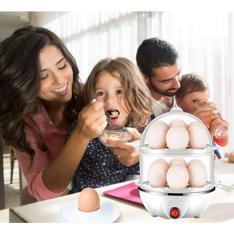 Hervidor de huevos, cazador furtivo de huevos doble, vaporizador de huevos con apagado automático multifunción, máquina de desayuno nutricional para el hogar, utensilios de cocina 