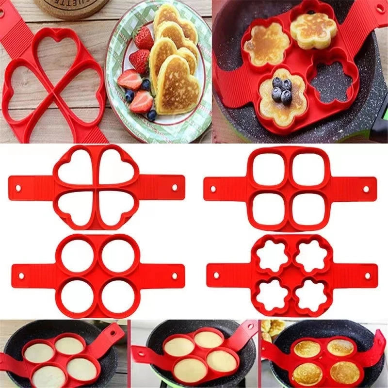 Egg Pancake Ring Nonstick Pancake Maker Mold Silicone Egg Cooker Fried Egg Shaper Moulds for Kitchen Baking Accessories