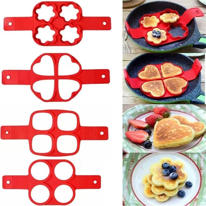 Egg Pancake Ring Nonstick Pancake Maker Mold Silicone Egg Cooker Fried Egg Shaper Moulds for Kitchen Baking Accessories