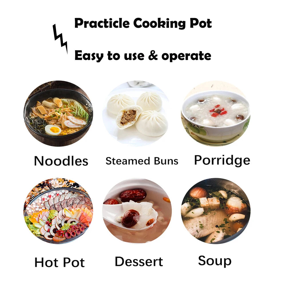 Electric Cooker Home Multifunction Hot Pot 1-2 People Heating Pan Cooking Pot Machine Mini Rice Cooker Kitchen Appliances