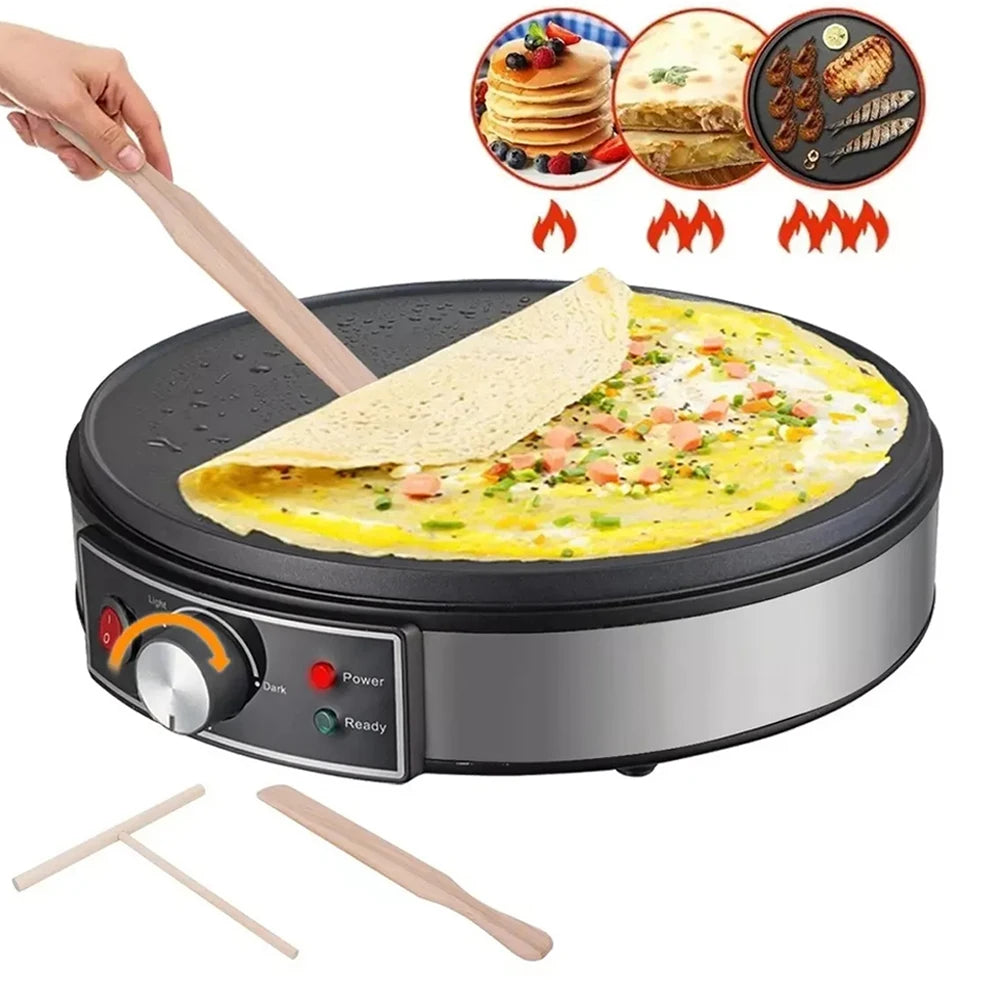 Máquina eléctrica para hacer crepé, máquina de tortitas antiadherente para hornear, Pan, pastel, plancha antiadherente, utensilios de cocina