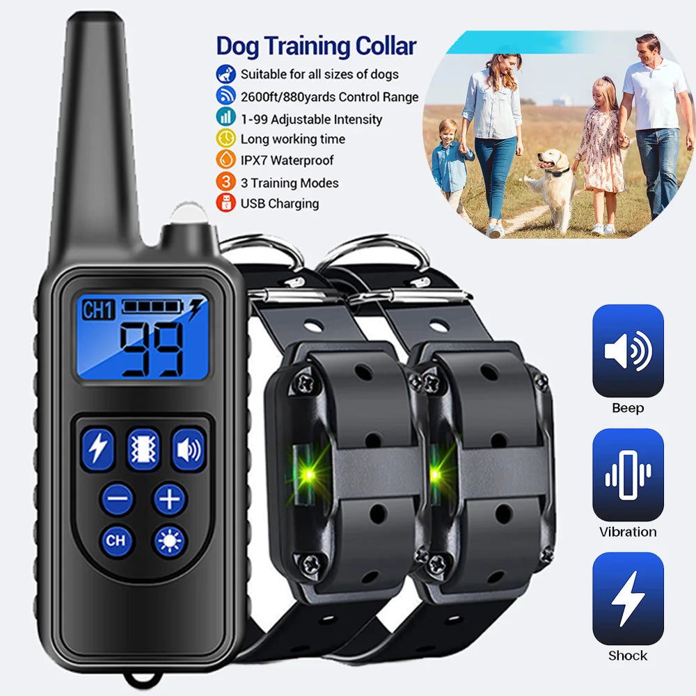 Collar de entrenamiento eléctrico para perros, Collar de vibración antiladridos recargable y desmontable para todos los perros y mascotas con Clicker 