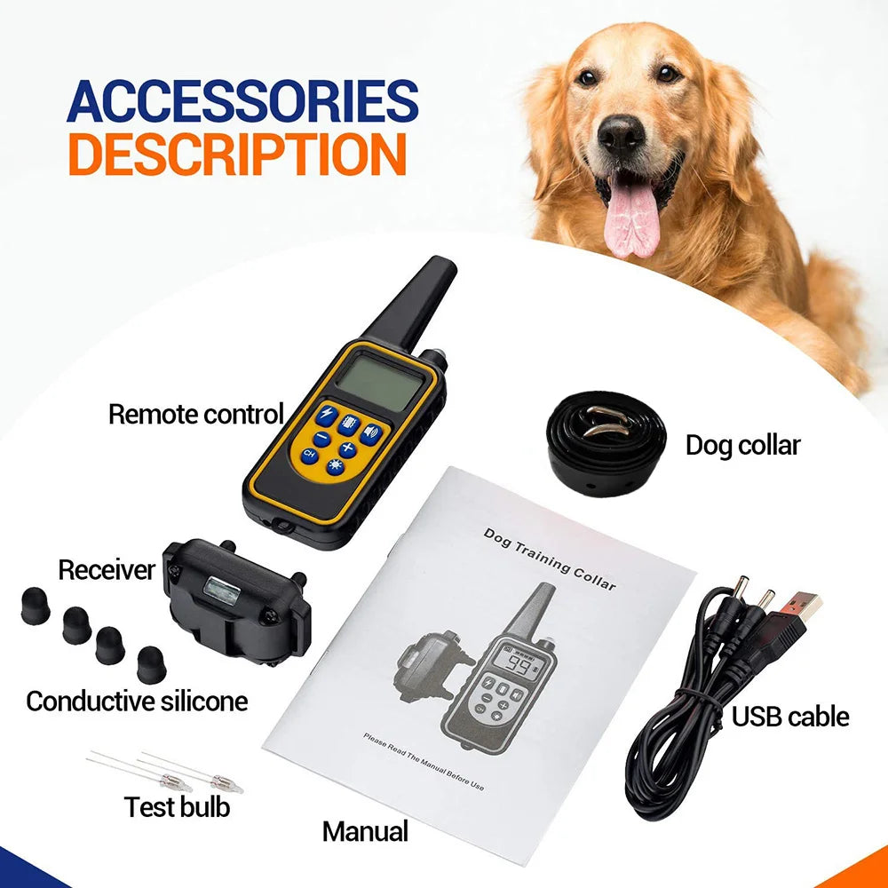 Collar de entrenamiento eléctrico para perros, Collar de vibración antiladridos recargable y desmontable para todos los perros y mascotas con Clicker 