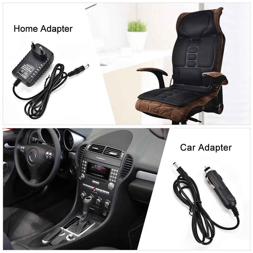 Masajeador eléctrico de cintura trasera para silla de coche, oficina, Lumbar, alivio del dolor de cuello, cojín de vibración, estera de masaje de espalda y hombros