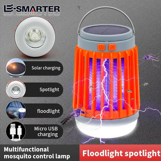 Lámpara eléctrica antimosquitos, luz UV, trampa exterminador de insectos, carga Solar, recargable, matamoscas de verano, luz mata insectos 