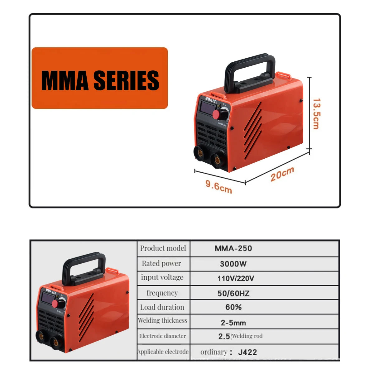 Accesorio de máquina de soldadura eléctrica, Mini dispositivo de soldadura ajustable para el hogar, soldador eléctrico de arco de Metal Manual de corriente directa, 250A 