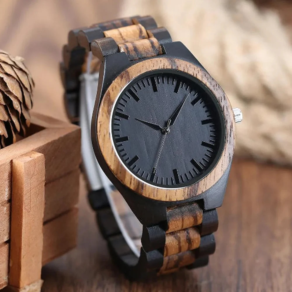 Engraved Wooden Wrist Watch for Men Personalised Clock Timepieces Custom Wood Watches Birthday Anniversary Mother's Day Gifts