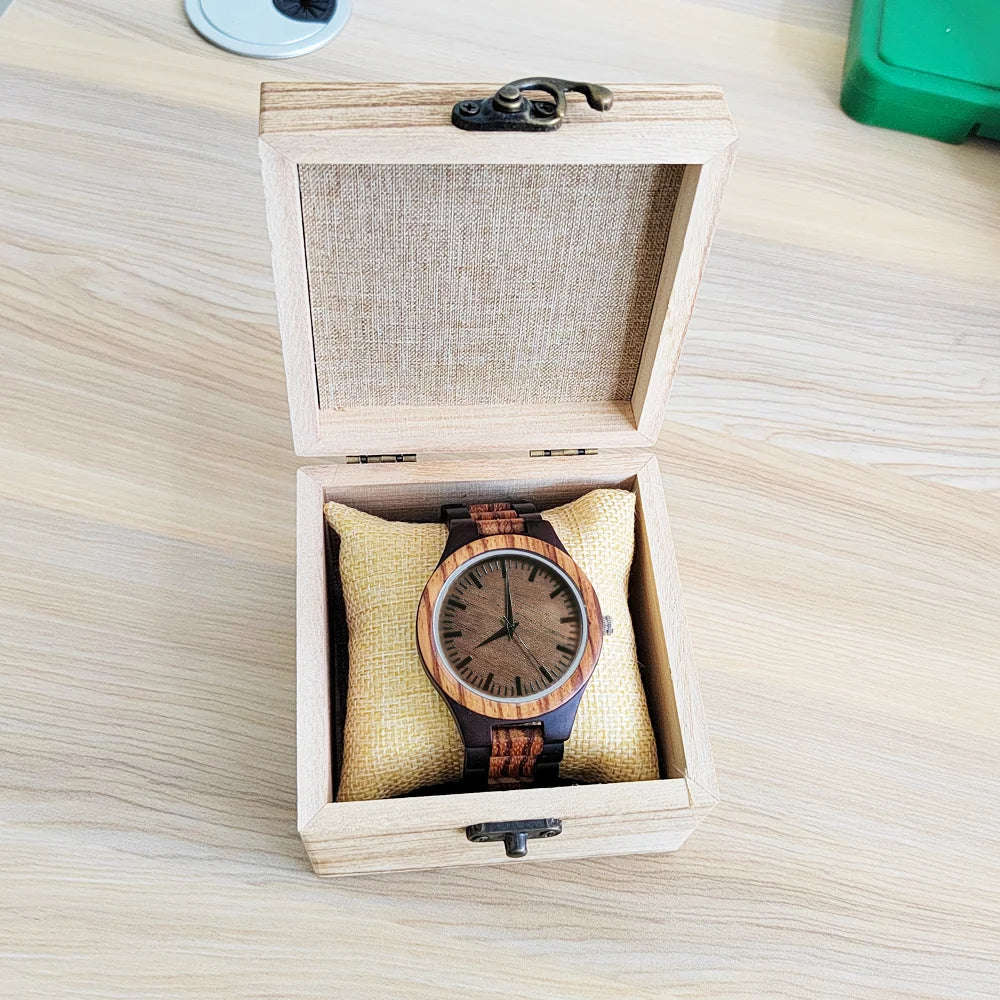 Engraved Wooden Wrist Watch for Men Personalised Clock Timepieces Custom Wood Watches Birthday Anniversary Mother's Day Gifts