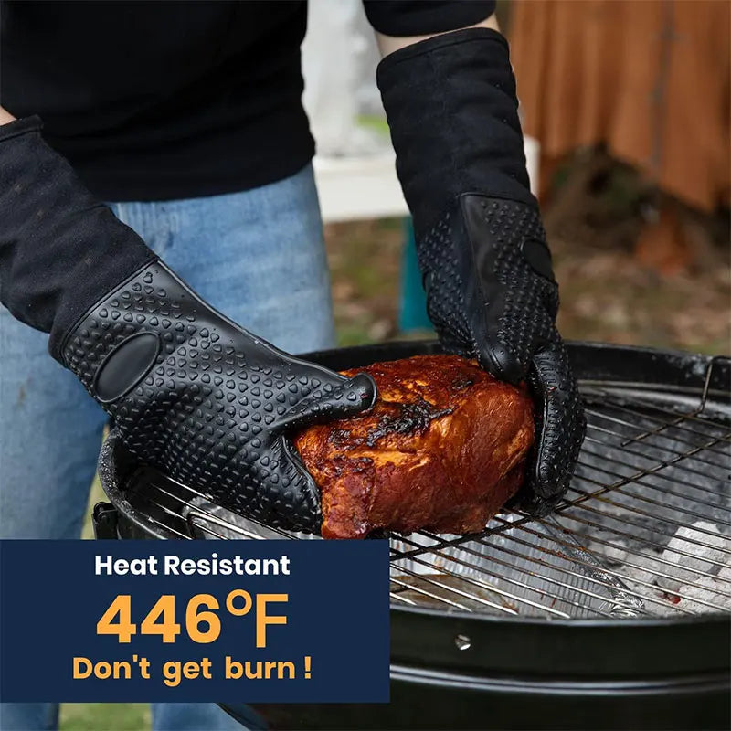 Guantes de horno de silicona profesionales Extra largos con forro acolchado guantes resistentes al calor duraderos guantes para horno y parrilla herramientas para hornear 