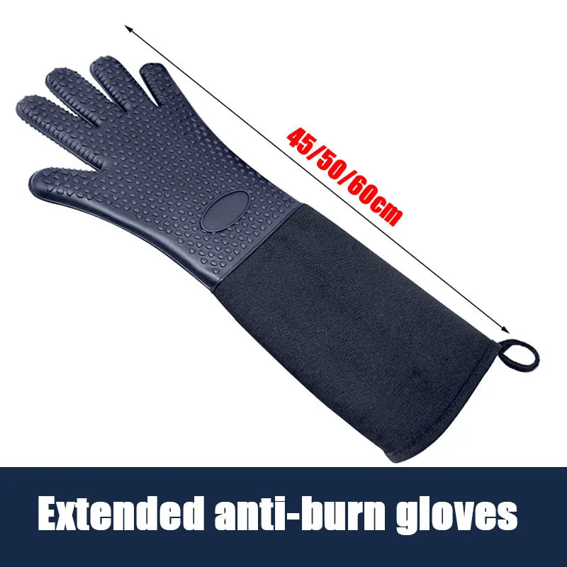 Guantes de horno de silicona profesionales Extra largos con forro acolchado guantes resistentes al calor duraderos guantes para horno y parrilla herramientas para hornear 