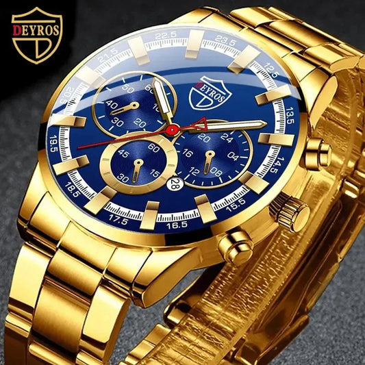 Relojes de moda para hombre, reloj de pulsera de cuarzo de acero inoxidable para negocios, calendario, fecha, reloj luminoso deportivo informal para hombre 