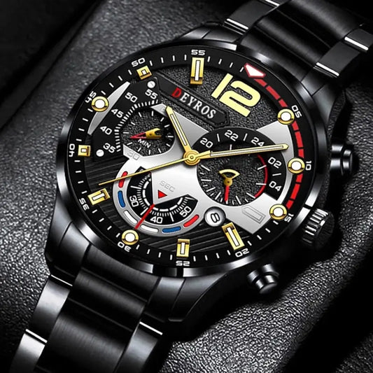 Relojes deportivos a la moda para Hombre, Reloj de pulsera de cuarzo de acero inoxidable de lujo, Reloj luminoso con calendario, Reloj informal de negocios para Hombre 