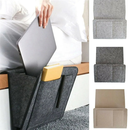 Bolsa de almacenamiento para cabecera de cama de fieltro, organizador para cama, escritorio, sofá, TV, Control remoto, Caddy colgante, organizador de almacenamiento para sofá, soporte para cama con bolsillos 