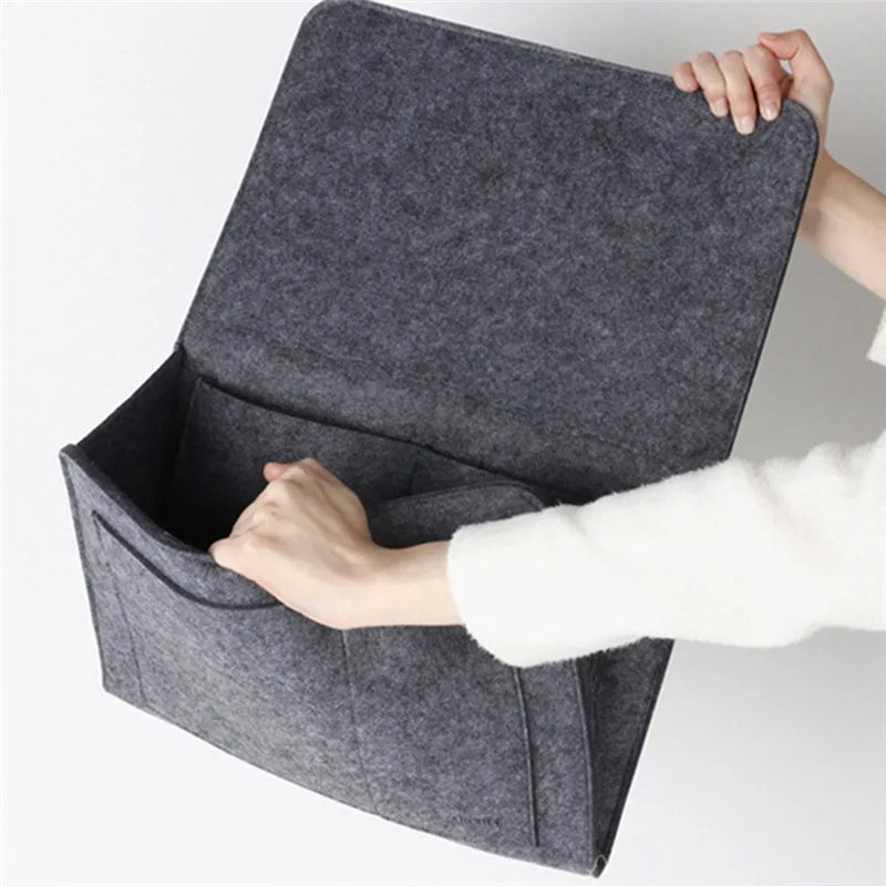 Bolsa de almacenamiento para cabecera de cama de fieltro, organizador para cama, escritorio, sofá, TV, Control remoto, Caddy colgante, organizador de almacenamiento para sofá, soporte para cama con bolsillos 