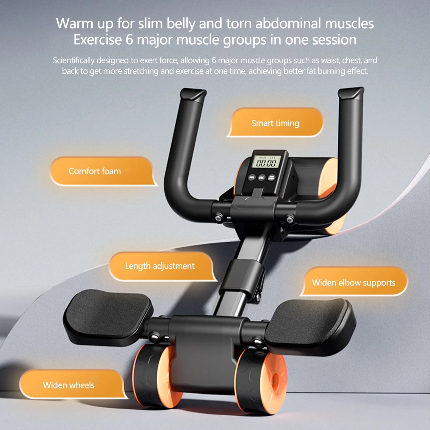 Rueda Abdominal de 3 ruedas para Fitness, rueda automática para abdominales con soporte para codo, placa plana, rueda para vientre de rebote para gimnasio, rodillo de entrenamiento 