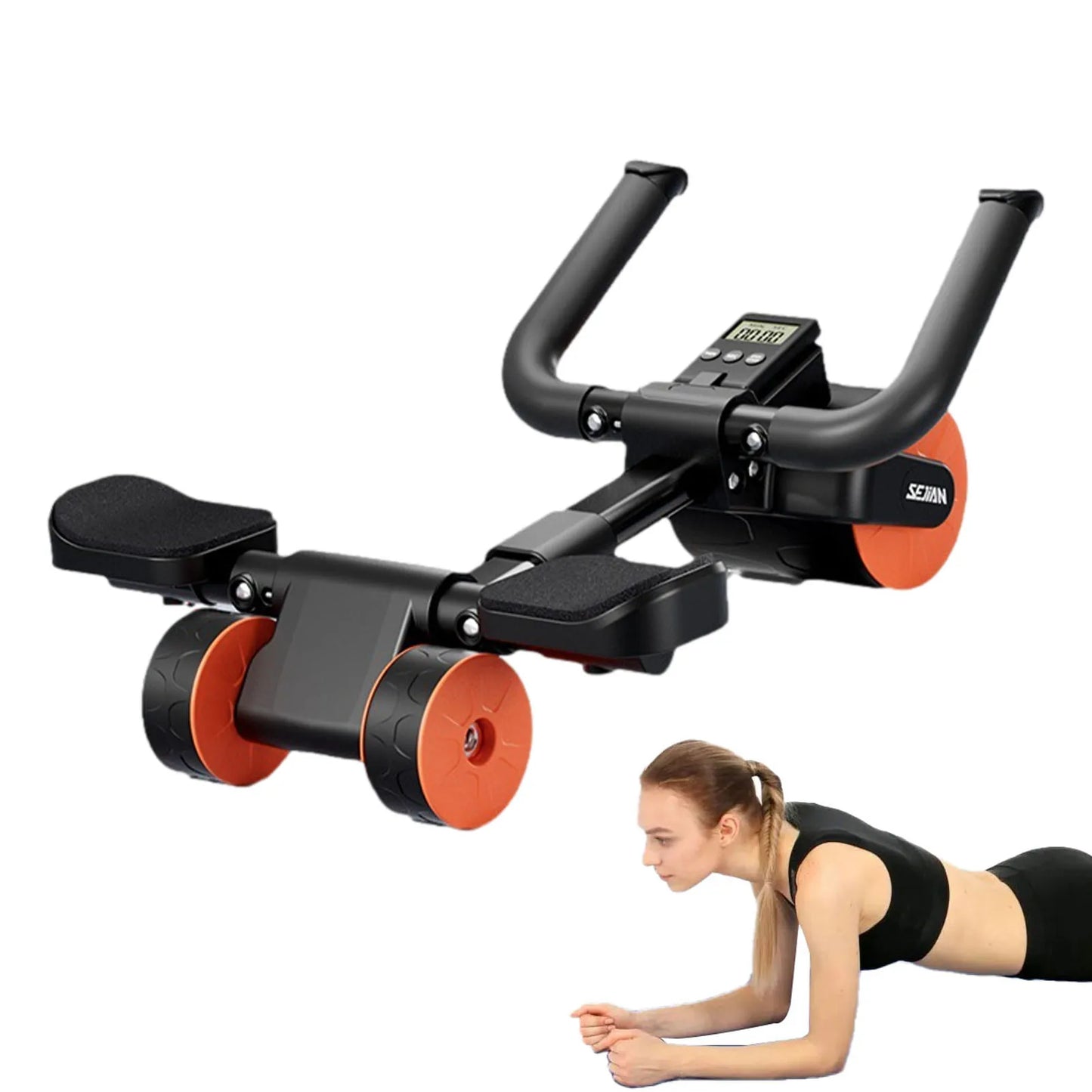 Rueda Abdominal de 3 ruedas para Fitness, rueda automática para abdominales con soporte para codo, placa plana, rueda para vientre de rebote para gimnasio, rodillo de entrenamiento 