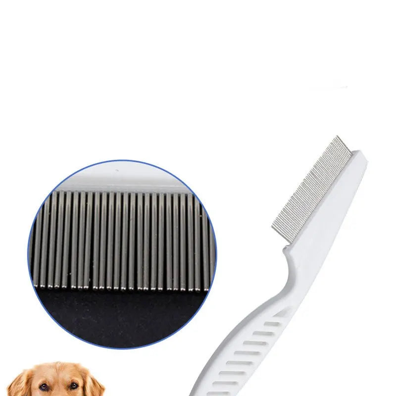 Peine para pulgas, cepillo para quitar el pelo de perros y gatos, dientes densos de acero inoxidable, peine en línea, portátil, Universal, suministros de limpieza para el cuidado de mascotas 