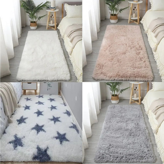 Alfombras protectoras para el suelo, alfombras antideslizantes y lavables para dormitorio, alfombra de pelo largo de lana de imitación, decoración del hogar 