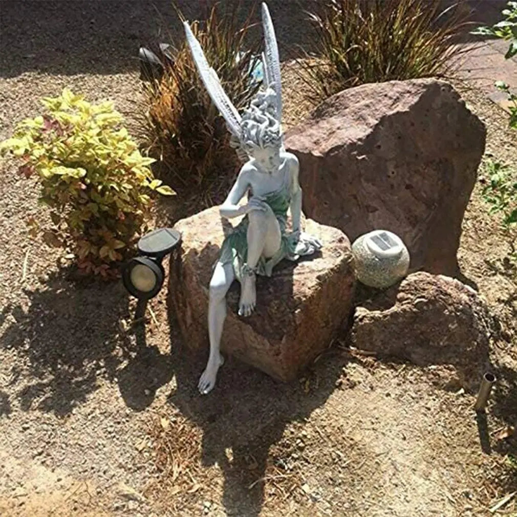 Flower Fairy Statue Ornament Figurines With Wings Outdoor Garden Resin Craft Landscaping Yard Decoration Fast Delivery