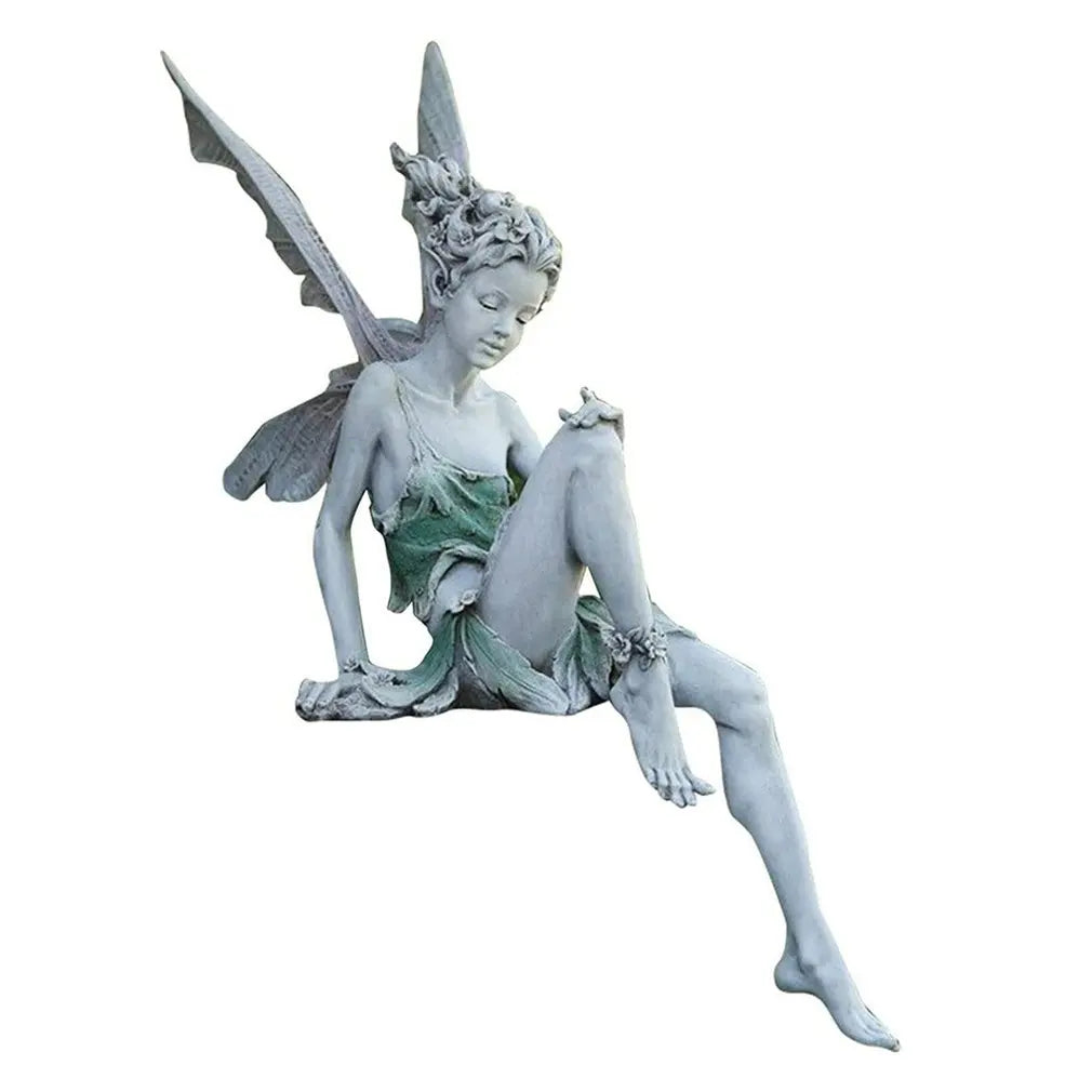 Flower Fairy Statue Ornament Figurines With Wings Outdoor Garden Resin Craft Landscaping Yard Decoration Fast Delivery