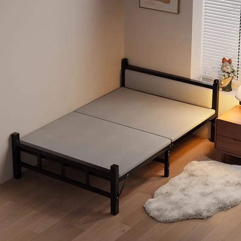 Cama plegable para dormitorio, Cama de hierro de lujo, ahorro de espacio, diseño de playa para viajes, Hospital, Tatami individual moderno, Cama segura para bebé, muebles de exterior 