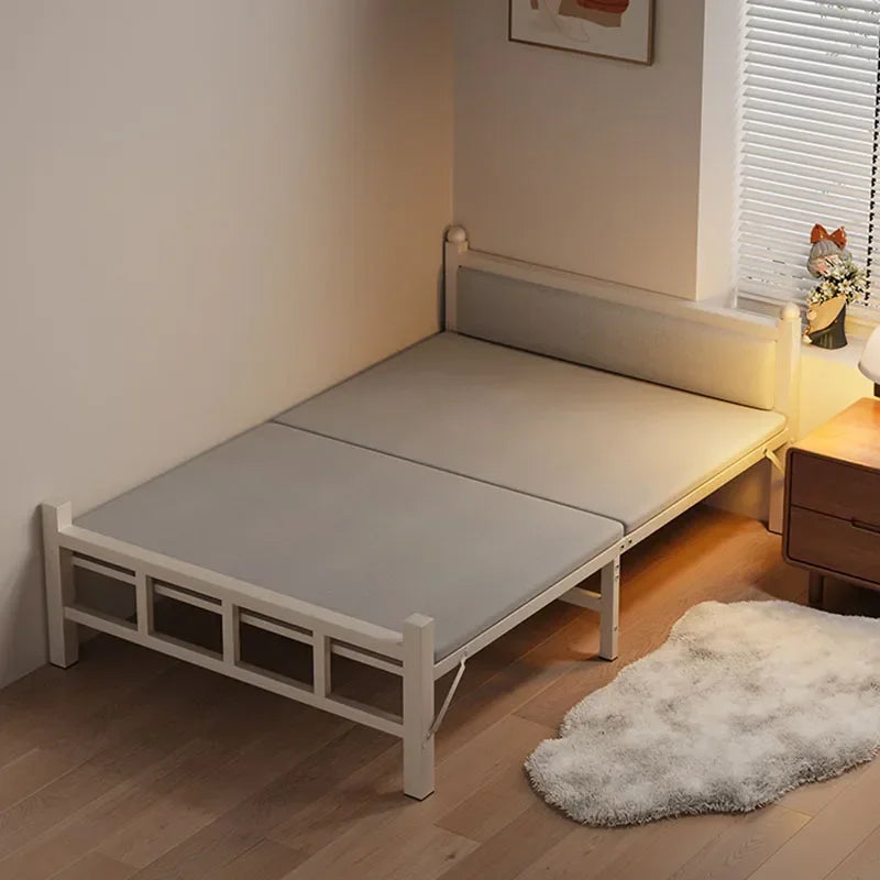 Cama plegable para dormitorio, Cama de hierro de lujo, ahorro de espacio, diseño de playa para viajes, Hospital, Tatami individual moderno, Cama segura para bebé, muebles de exterior 