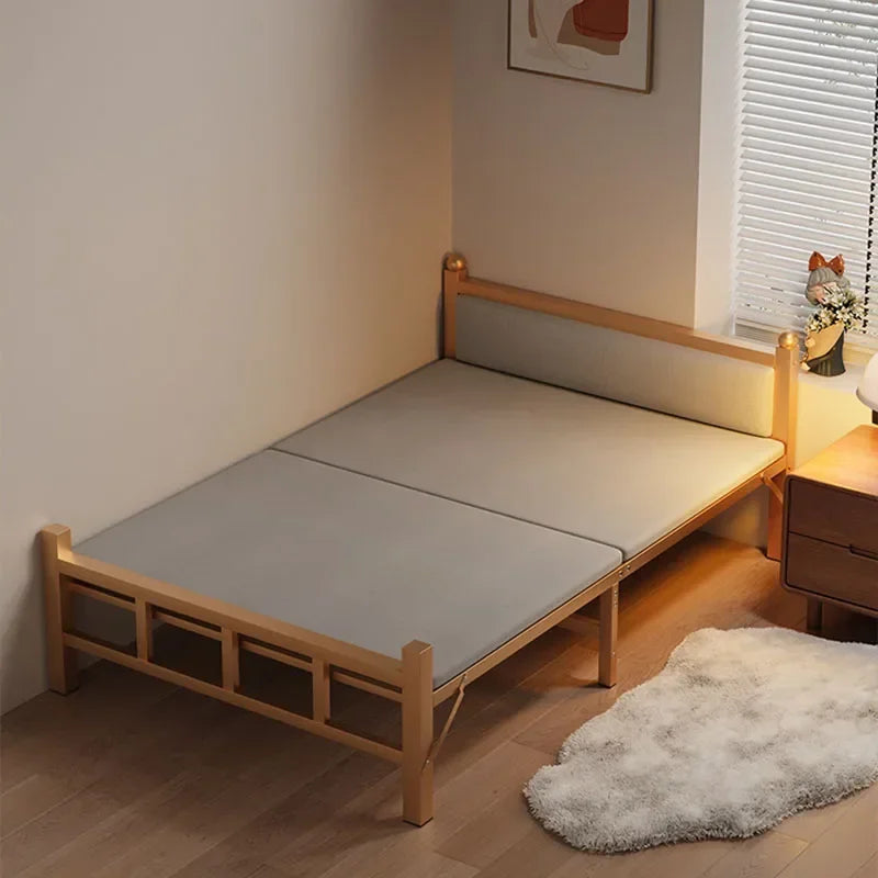 Cama plegable para dormitorio, Cama de hierro de lujo, ahorro de espacio, diseño de playa para viajes, Hospital, Tatami individual moderno, Cama segura para bebé, muebles de exterior 