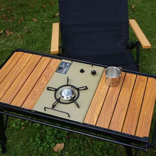 Mesa plegable IGT para acampar, mesa de madera portátil y ligera para acampar, parrilla para barbacoa, mesa extraíble para pícnic al aire libre, mesa para pescar y acampar 