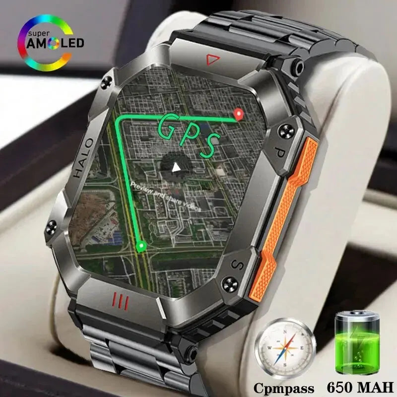 GEJIAN GPS reloj inteligente militar para hombres para Android IOS Ftiness relojes Ip68 impermeable 2,0'AI voz Bluetooth llamada reloj inteligente 2023 