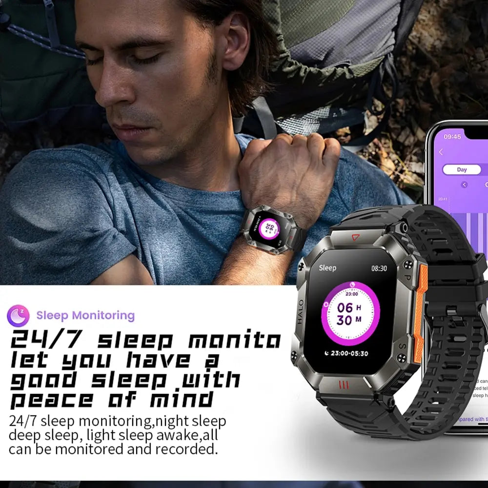 GEJIAN GPS reloj inteligente militar para hombres para Android IOS Ftiness relojes Ip68 impermeable 2,0'AI voz Bluetooth llamada reloj inteligente 2023 