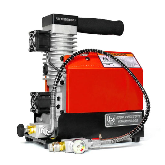 Compresor de aire PCP GX CS2 4500Psi 300Bar, compresor portátil de alta presión de 12V con adaptador de corriente de 12V, buceo PCP sin aceite/agua 