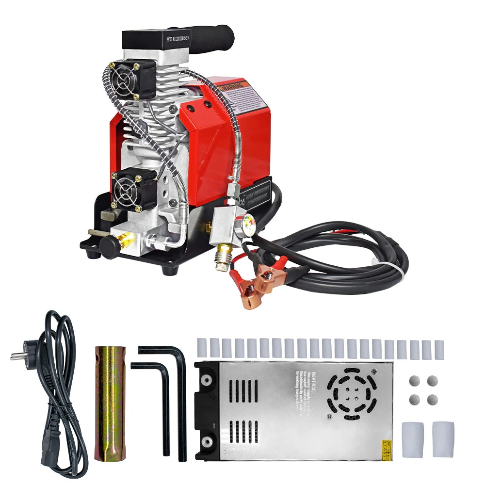 Compresor de aire PCP GX CS2 4500Psi 300Bar, compresor portátil de alta presión de 12V con adaptador de corriente de 12V, buceo PCP sin aceite/agua 