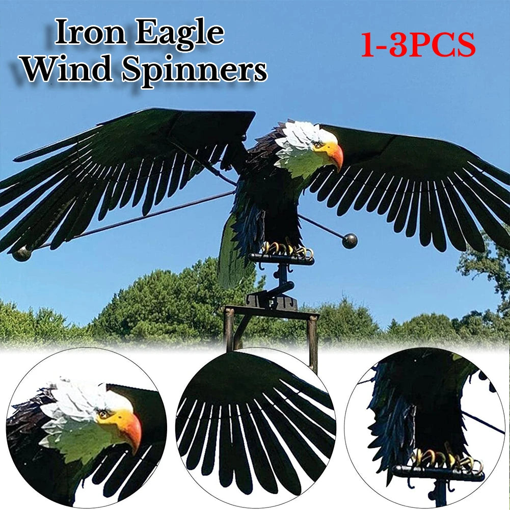 Garden Eagle Birds Sculptures Iron Metal Eagle Wind Spinners Lawn Garden Decoration Outdoor Lawn Courtyard Ornaments Crafts