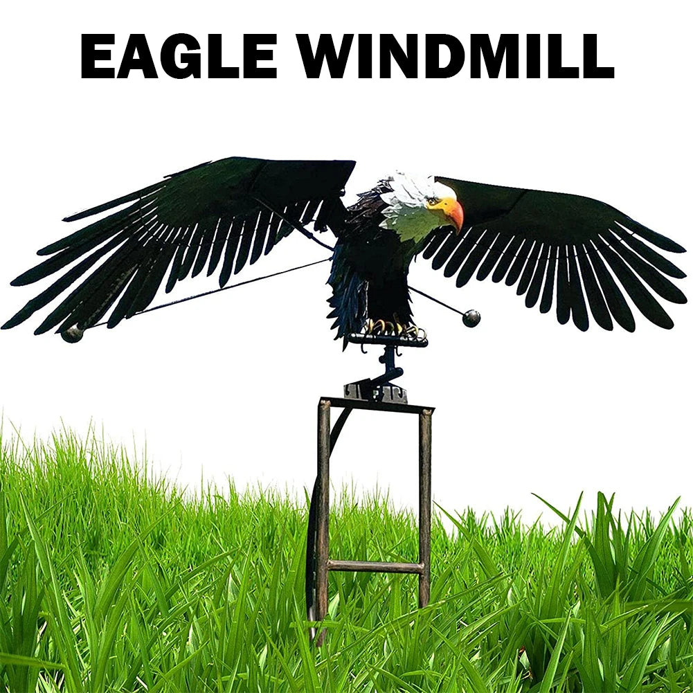 Garden Eagle Birds Sculptures Iron Metal Eagle Wind Spinners Lawn Garden Decoration Outdoor Lawn Courtyard Ornaments Crafts