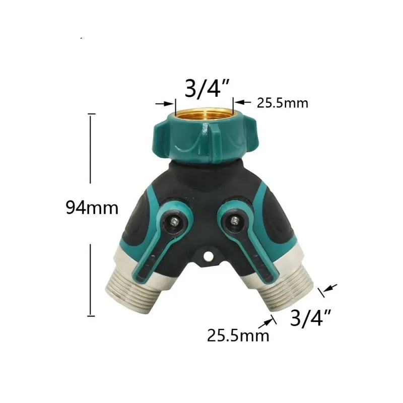 Garden Watering Two Way Hose Splitters Connector 3/4 Inch Garden Tap Water Splitter Y Conector Drip Irrigation Adapter