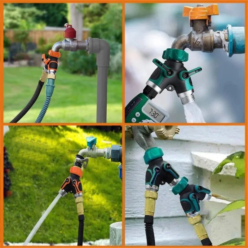 Garden Watering Two Way Hose Splitters Connector 3/4 Inch Garden Tap Water Splitter Y Conector Drip Irrigation Adapter