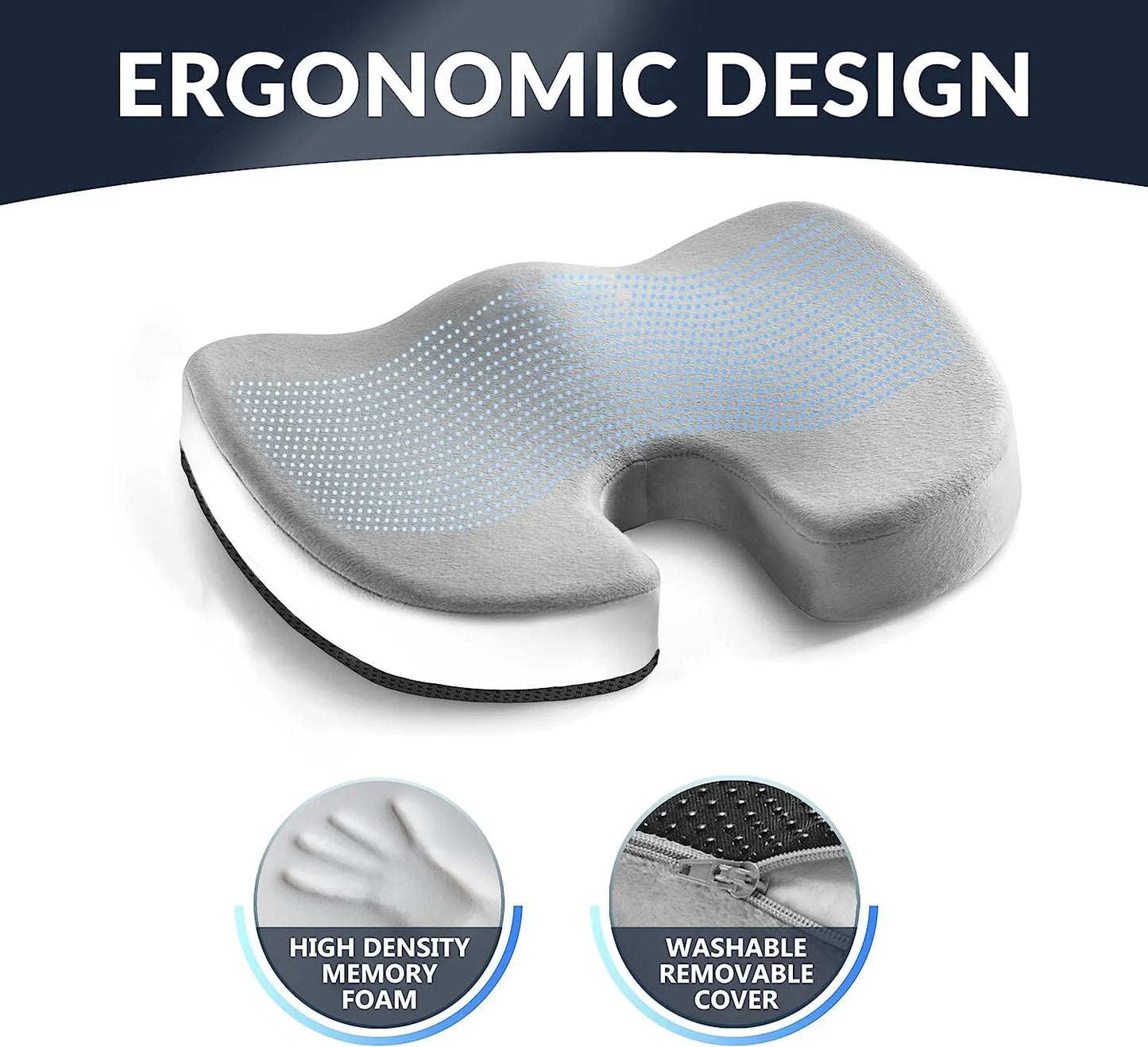 Gel Cushion Non-slip Gel and Memory Foam Coccyx Cushion Office Chair Cushion Car Cushion Sedentary Artifact