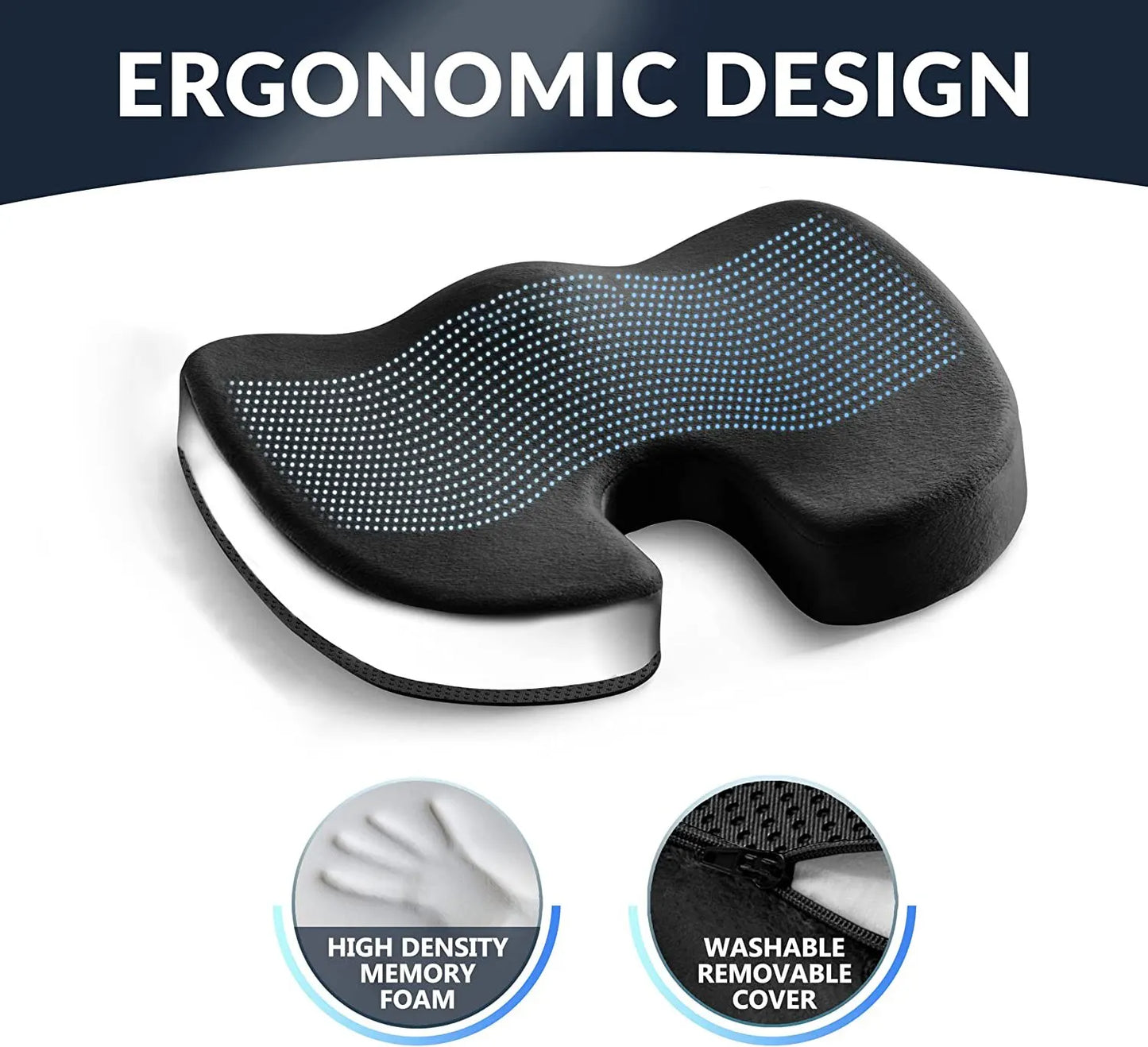 Gel Cushion Non-slip Gel and Memory Foam Coccyx Cushion Office Chair Cushion Car Cushion Sedentary Artifact