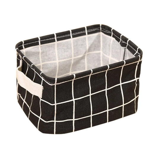 Geometry Pattern Desk Storage Box Cotton Linen Organizer Basket Foldable Cosmetic Case Waterproof Coating For Sundries Toys Sock