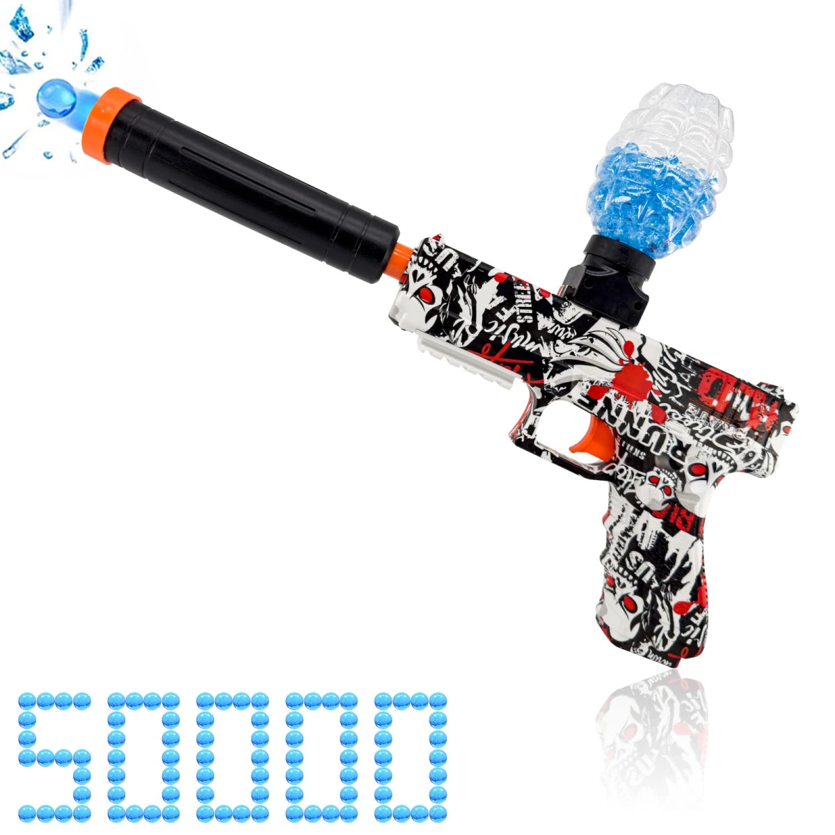 Glock Splatter Ball Blaster acción sin parar, cuentas de agua gratis, con batería recargable, pistola Orby automática para actividades en equipo al aire libre