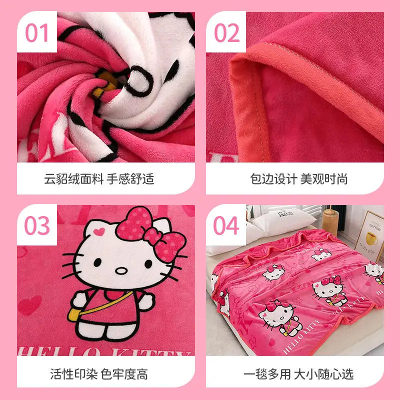 Manta de dibujos animados de Hello Kitty Kawaii Kt Cat, textil para el hogar, franela, manta suave y cálida, ropa de cama, funda de sofá para regalo para niñas 